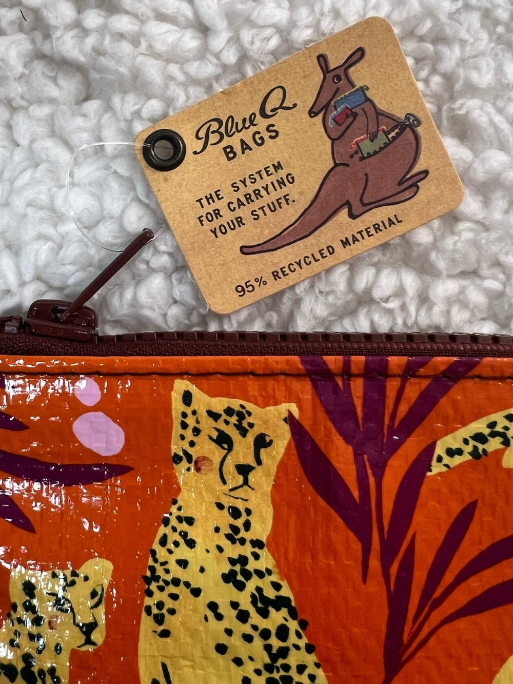 Blue Q Orange Leopard Print Zip Pouch - Picture 3 of 5